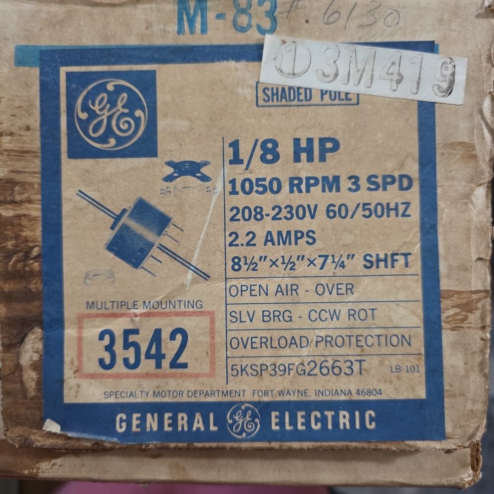 GE 5KSP39FG2663T Motor 115V 1/8HP 1050RPM 2.2 AMP Shaded Pole New‎ Sealed Box